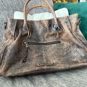 Bed Stu Distressed Leather Shoulder Bag - Brown